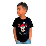 Camiseta Infantil Mickey Natal Papai Noel
