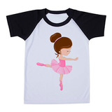 Camiseta Infantil Raglan Bailarina Adagio Castanho