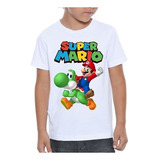 Camiseta Infantil Super Mário E Yoshi