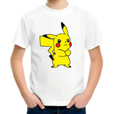Camiseta Infantil Unissex Pikachu Pokémon Desenho