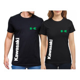 Camiseta Kit/2 Casal Moto Marcha Grau Kawasaki Camisetas