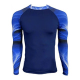 Camiseta Lycra Blue Lines Proteção Solar Uv50+ Surf