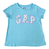 Camiseta Manga Curta Infantil Gap Azul Com Estampa Corações