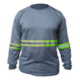 Camiseta Manga Longa Com Faixa Refletiva Construção Rodovia