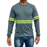 Camiseta Manga Longa Com Faixa Refletiva Construção Rodovia