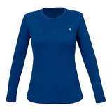 Camiseta Manga Longa Feminina Proteção Uv Azul Marinho