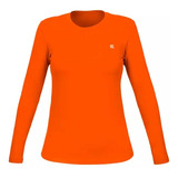 Camiseta Manga Longa Feminina Proteção Uv Laranja