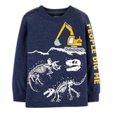 Camiseta Manga Longa Infantil Carters Dinossauro Bebê.