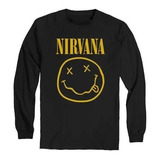 Camiseta Manga Longa Nirvana Banda Camisa