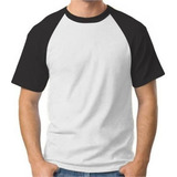 Camiseta Masculina 100% Algodão Manga Raglan