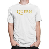 Camiseta Masculina Camisa Queen Banda De Rock - Logo Dourado