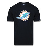 Camiseta New Era Miami Dolphins Logo Time Nfl Preto