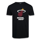 Camiseta New Era Miami Heat Basic Logo Nba Preto