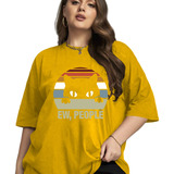 Camiseta Oversized Fit Minimalista Estampada Gato