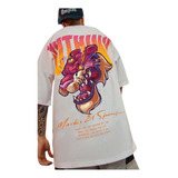 Camiseta Oversized Unissex Dragão Japonês Anime 100% Algodão