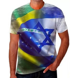 Camiseta Personalizada Jesus Cristo Bandeira Israel Brasil 2