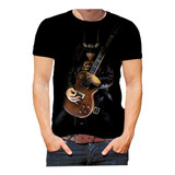Camiseta Personalizada Preta Jogo Guitar Hero 01