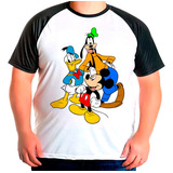 Camiseta Plus Raglan Mickey Mouse Pateta Pato Donald Am