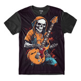 Camiseta Plus Size Caveira Guitar Skull