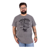 Camiseta Plus Size Estonada Masculina Hard Rock Guitarra