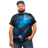Camiseta Plus Size Planeta Saturno Espaço