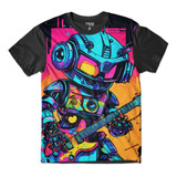 Camiseta Plus Size Robô Guitar Music