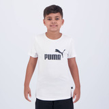 Camiseta Puma Ess Logo Juvenil Branca E Preta
