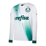 Camiseta Puma Palmeiras Torcedor Away Ls - Branco/verde