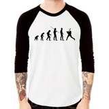 Camiseta Raglan Baseball Beisebol Evolução Manga 3/4