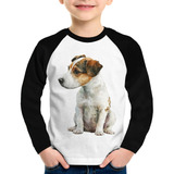 Camiseta Raglan Infantil Cachorro Jack Russell