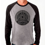 Camiseta Raglan Manga Longa Camisa Illuminati
