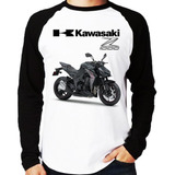 Camiseta Raglan Moto Kawasaki Z 1000 Preta Longa