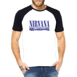 Camiseta Raglan Nirvana Nevermind 100% Poliéster