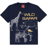 Camiseta Safari Selvagem Azul Marinho  Kyly