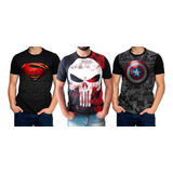 Camiseta Superman Capitao America Justiceiro Frete