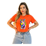 Camiseta T-shirt Estonada Feminina Manga Curta 