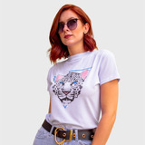 Camiseta T-shirt Feminina Estampada - Oncinha