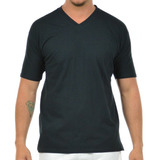 Camiseta Xg Eg Malha Fria Gola V Básica Tecido Pv