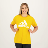Camiseta adidas Big Logo Feminina Amarela E Branca