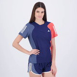 Camiseta adidas Own The Run Colorblock Feminina Azul