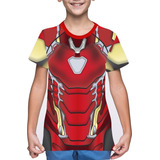 Camiseta/camisa Infantil Iron Man Vingadores Traje 3d