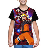 Camiseta/camisa Infantil Naruto Uzumaki Raposa -