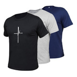 Camisetas Masculinas De Algodão Premium Fé