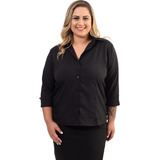 Camisete Manga 3/4 Blusa Social Formal Uniforme Plus Size