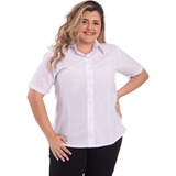 Camisete Manga Curta Blusa Plus Size Social Feminina 
