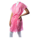 Camisola Descartável Avental Tnt Sem Manga Rosa 100 Unidades