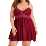 Camisola Plus Size Feminina Sexy Com Renda Sem Bojo Pijama