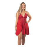 Camisola Plus Size Sexy Soltinha Renda Fenda Frontal