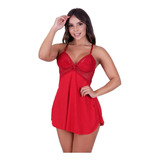 Camisola Sensual Com Renda Decote Costas Roupa De Dormir