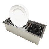 Canal Organizador Escovado Pratos Inox 2 Módulos 21,4x48